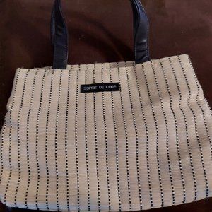 Vintage Ivory/Black Straw Esprit Purse
